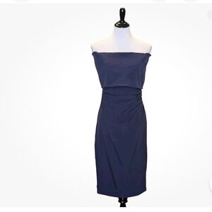 NWT Vince Camuto Off-the-Shoulder Ruched Waist Sheath Dress Navy Blue - 4